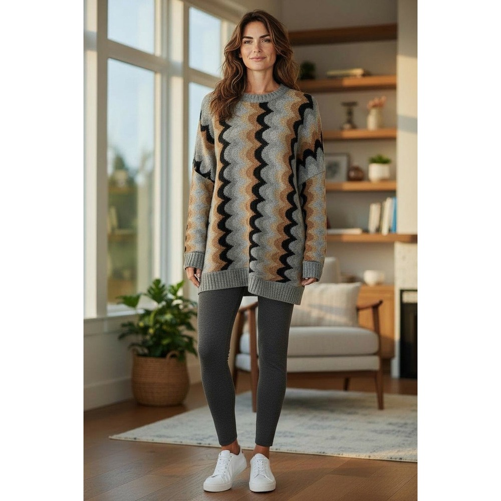 Show Me Your Mumu Comfy Sweater Retro Wave Knit Women's Large